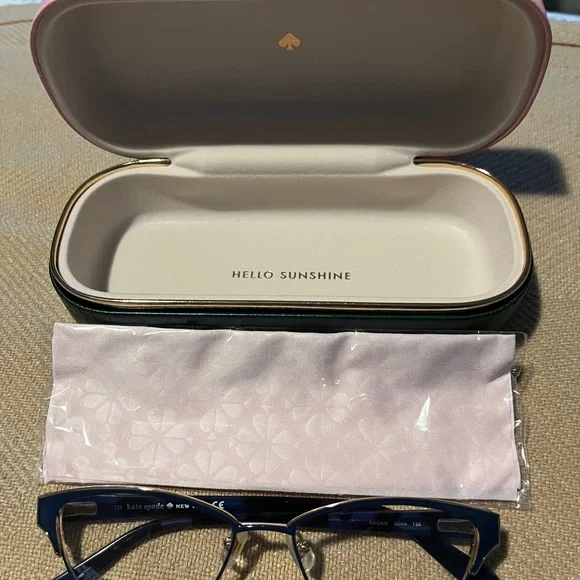 Kate Spade Blue Half-Rim Glasses with Case NWOT - Picture 1 of 9